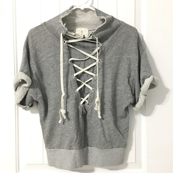 Anthropologie T-La Laced-up S/S Sweatshirt - Picture 1 of 5